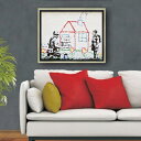 【Banksy】 特殊ゲル加工 | バンクシー「プレイハウス」 (H435×W535mm) アート ポスター モダン インテリア 壁掛け 額入り 額装込 おしゃ...