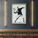 【Banksy】 特殊ゲル加工 | バンクシー「フラワー ボンバー (Lサイズ)」 (Flower Bomber)」 (W635×H885mm) インテリア 壁...