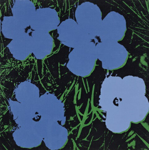 【アンディ・ウォーホル アートポスター】FLOWERS, 1964 (BLUE & GREEN)(510×510mm) -おしゃれインテリアに- (余白カット済みポスター)