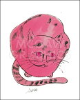 【アンディ・ウォーホル アートポスター】CAT FROM 25 CATS NAME[D] SAM AND ONE BLUE PUSSY, 1954 (HOT PINK SAM)(281×358mm) -おしゃれインテリアに- （猫）