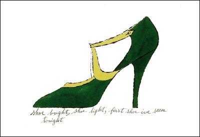 【アンディ・ウォーホル アートポスター】SHOE BRIGHT, SHOE LIGHT, FIRST SHOE I'VE SEEN TONIGHT (FROM: A LA RECHERCHE DU SHOE PERDU BY ANDY WARHOL SHOE POEMS BY RALPH POMEROY), 1955(281×358mm) -おしゃれインテリアに- （靴）