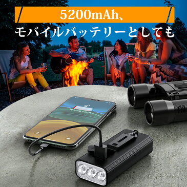 【楽天1位】 自転車 ライト LED 防水 USB充電式 5200mAh マウンテンバイク ロードバイク クロスバイク【40時間使用可能 モバイルバッテリー機能付き 】 明るい サイクルライト 取り外し可能 ハイビーム ロービーム 盗難防止