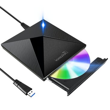 【令和モデル】 \レビュー特典付/ DVDドライブ CDドライブ usb ポータブルドライブ USB3.0 外付け CD/DVD プレイヤー CD/DVDドライブ CD/DVD読取/書込DVD±RW CD-RW USB3.0/2.0 Window/Mac OS/XP/Vista等対応 日本語取扱説明書付き