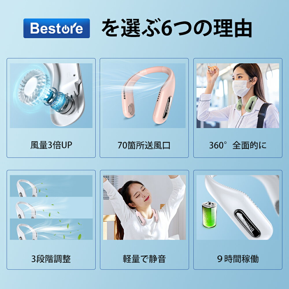 【ss限定価格⇒3,485円】 首掛け扇風機 首かけ 扇風機 ネッククーラー 羽なし 携帯...