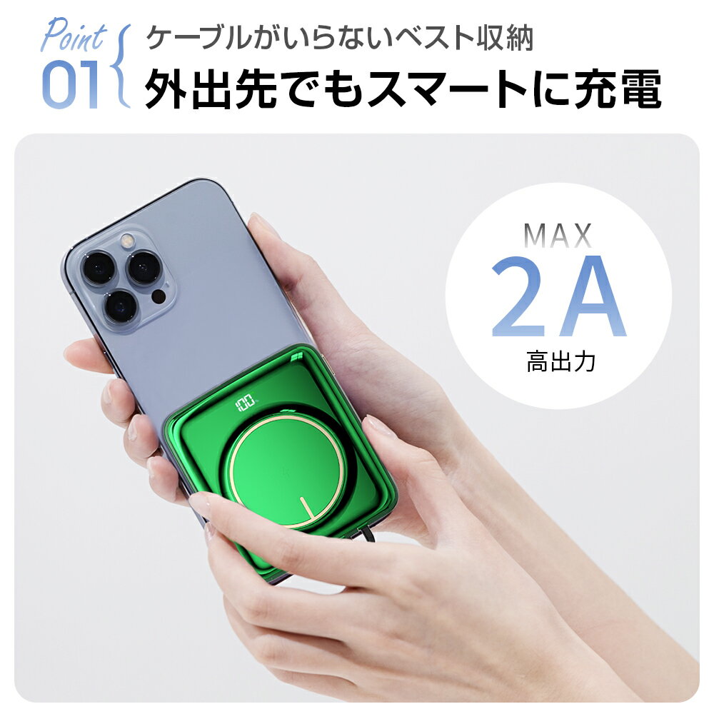 【激アツ価格☆通常12,980円→2,680円】 モバイルバッテリー 20000mAh 大容量 小型 軽量 5台同時 ワイヤレス充電 4つケーブル内蔵 急速充電 iPhone スマホ充電器 type-c PSE認証 残量表示 旅行 出張 停電 防災 iPhone/Android対応 送料無料