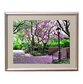 【油絵 直筆仕上げ】サンタモニカ公園の風景 アートフレーム：色シルバー サイズ 額入りS 310×260mm 【布キャンバス・額表面保護板】 油彩 風景画 オリジナルインテリア絵画 風水画