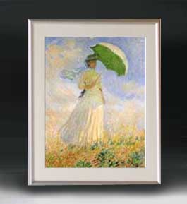 【油絵 直筆仕上げ】クロード・モネ 日傘を差す女 アートフレーム サイズ 額入りM 【油彩 布キャンバス 国内生産】 絵画 販売 人物画 511×418mm 複...