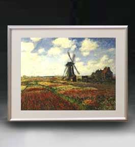 【油絵 直筆仕上げ】クロード・モネ チューリップ畑 アートフレーム サイズ 額入りM 【油彩 布キャンバス 国内生産】 絵画 販売 風景画 511×418mm 複製画 送料無料 プレゼント ギフト 開店祝い 開業祝い 退職祝い 新築祝い リビング 玄関 モダン アートフレーム 壁掛け