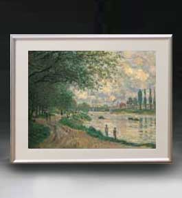 【油絵 直筆仕上げ】クロード・モネ グランド＝ジャット島 アートフレーム サイズ 額入りM 【油彩 布キ..