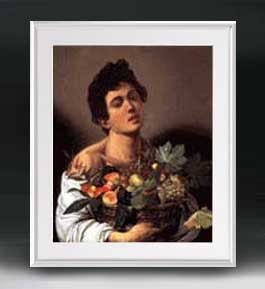 【油絵 直筆仕上げ】カラヴァッジョ 果物籠を持つ少年 アートフレーム サイズ 額入りL 【油彩 布キャン..