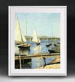 【油絵 直筆仕上げ】カイユボット アルジャントイユのヨット アートフレーム サイズ 額入りL 【油彩 布..