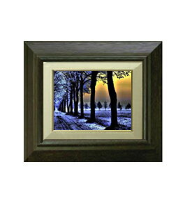 Painting - 【油絵 直筆仕上げ】冬の足跡 F0サイズ 額入り 【額入り】 絵画 販売 油彩 風景画 330×290mm 額縁： ブラウン 複製画 送料無料 プレゼント ギフト 開店祝い 開業祝い 退職祝い 新築祝い リビング 玄関 モダン アートフレーム 壁掛け