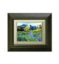 【油絵 直筆仕上げ】山麓の花々 F0サイズ 額入り 【額入り】 絵画 販売 油彩 風景画 330×290mm 額縁: ブラウン 複製画 送料無料 プレゼント ギ...