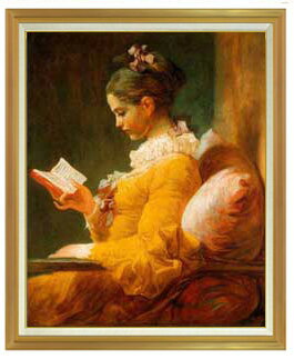 【油絵 直筆仕上げ】フラゴナール 読書する女 F50 【油彩 キャンバス 国内生産 表面インテリア】絵画 販売 50号 大きな絵画サイズ 額入り 人物画 1303×1047mm 複製画 送料無料