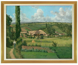 【油絵 直筆仕上げ】ポントワーズの風景ピサロ F50 【油彩 キャンバス 国内生産 表面インテリア】絵画 販売 50号 大きな絵画サイズ 額入り 風景画 1303×1047mm 複製画 送料無料