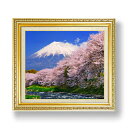 【油絵 直筆仕上げ】富士山 -桜- F10サイズ 額入り 【額入り】 油彩 風景画 オリジナルインテリア絵画 風水画 673×599mm 複製画 送料無料 プレゼント ギフト 開店祝い 開業祝い 退職祝い 新築祝い リビング 玄関 モダン アートフレーム 壁掛け