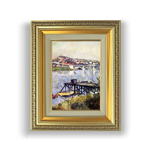 【油絵 直筆仕上げ】カイユボット アルジャントゥイユの橋 SMサイズ 額入り 油絵直筆仕様げ 372×303mm 額縁ガラス板 ｜ 絵画 アート インテリア 壁掛け複製画