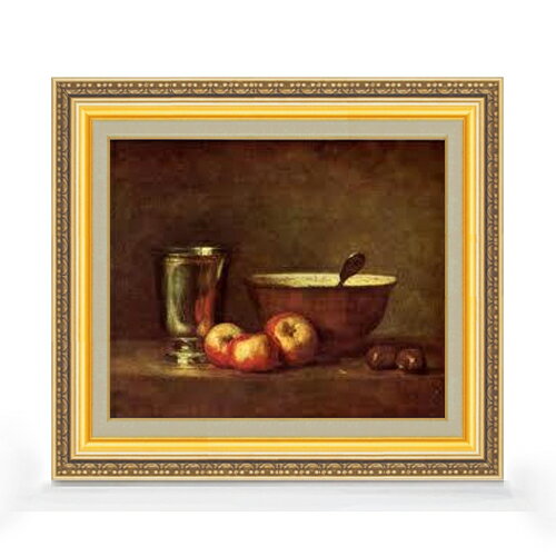 【油絵 直筆仕上げ】シャルダン 銀のカップ F8 【額入り】 絵画 販売 8号 油彩 風景画 598×524mm 複製画 送料無料 プレゼント ギフト 開店祝い...