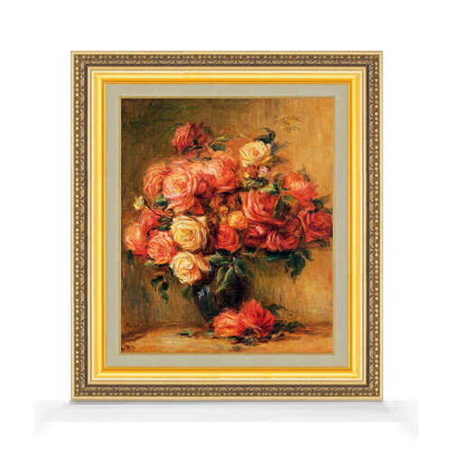 【油絵 直筆仕上げ】ルノワール Bouquet of Roses ばら F8 【額入り】 絵画 販売 8号 油彩 風景画 598×524mm 複製画 送料無料 ...