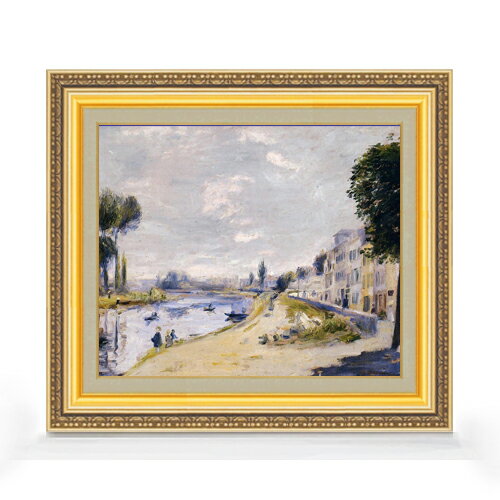 【油絵 直筆仕上げ】ルノワール セーヌ川の畔 F8 【額入り】 絵画 販売 8号 油彩 風景画 598×524mm 複..