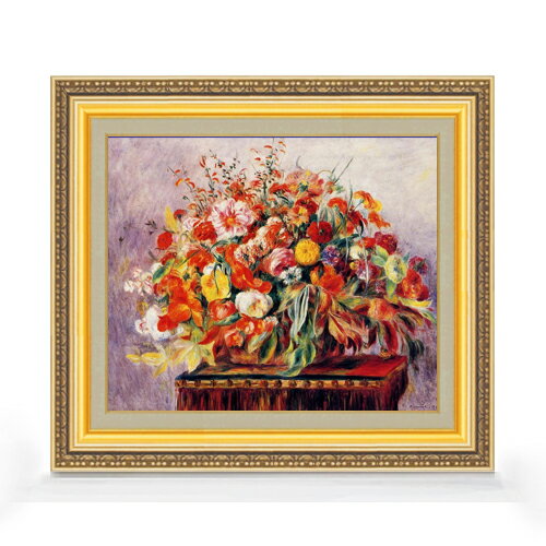 【油絵 直筆仕上げ】ルノワール バスケットの花々 F8 【額入り】 絵画 販売 8号 油彩 風景画 598×524mm 複製画 送料無料 プレゼント ギフト 開店祝い 開業祝い 退職祝い 新築祝い リビング 玄関 モダン アートフレーム 壁掛け