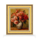 【油絵 直筆仕上げ】ルノワール バラのある静物 F8 【額入り】 絵画 販売 8号 油彩 風景画 598×524mm 複製画 送料無料 プレゼント ギフト 開店...