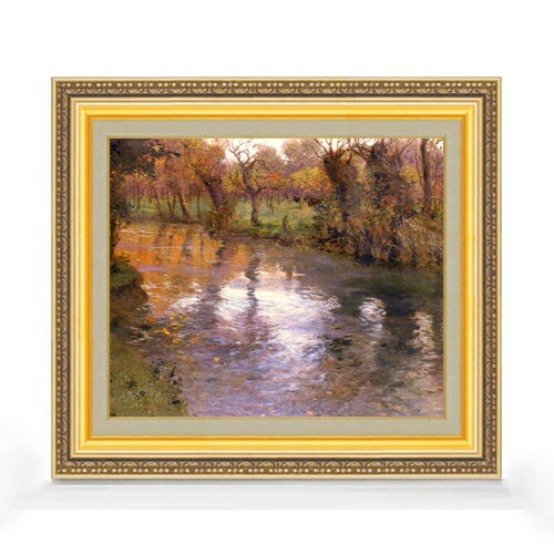 【油絵 直筆仕上げ】フリット・タヴロー 川の畔の果樹園 F8 【額入り】 絵画 販売 8号 油彩 風景画 598..