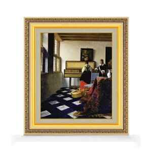【油絵 直筆仕上げ】フェルメール 音楽の稽古 F8 【額入り】 絵画 販売 8号 油彩 風景画 598×524mm 複製画 送料無料 プレゼント ギフト 開店祝い 開業祝い 退職祝い 新築祝い リビング 玄関 モダン アートフレーム 壁掛け
