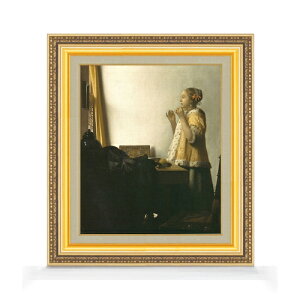 【油絵 直筆仕上げ】フェルメール 真珠の首飾りの女 F8 【額入り】 絵画 販売 8号 油彩 風景画 598×524mm 複製画 送料無料 プレゼント ギフト 開店祝い 開業祝い 退職祝い 新築祝い リビング 玄関 モダン アートフレーム 壁掛け