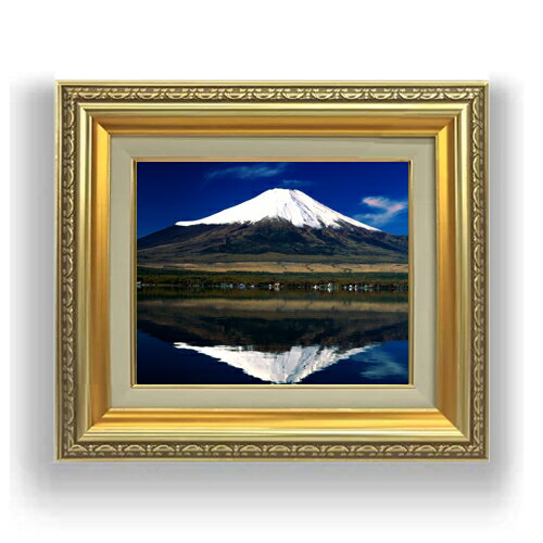 【油絵 直筆仕上げ】富士山(3)　 F3サイズ 額入り　【キャンバス・額縁】　油彩　風景画　オリジナルインテリア絵画　風水画　418×366mm　複製画 送料無料 プレゼント ギフト 開店祝い 開業祝い 退職祝い 新築祝い リビング 玄関 モダン 壁掛け