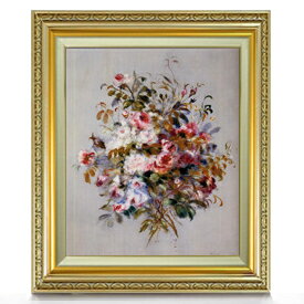 ルノワール ローズのブーケ F8　【油絵 直筆仕上げ 複製画】【額縁付】　絵画　販売　8号　油彩　静物画　598×524mm 送料無料