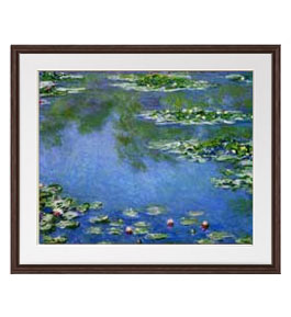 油絵 絵画 直筆仕上げ クロード・モネ 睡蓮（3） アートフレーム サイズ 額入りL：ブラウン 【油彩 布キャンバス 国内生産】 絵画 販売 風景画 651×541mm 複製画 送料無料 絵画 販売 インテリア 油絵 油彩 壁掛け 複製画 風景画 ゴッホ モネ ルノワール その他 静物画 肖像画 アート プレゼント 開業祝い 退職祝い 新築祝い 玄関 リビングアート 風水 縁起 フレーム 贈り物クロード・モネ 睡蓮（3）