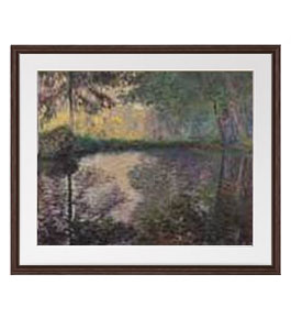 油絵 絵画 直筆仕上げ クロード・モネ モンジュロンの池 アートフレーム サイズ 額入りL：ブラウン 【油彩 布キャンバス 国内生産】 絵画 販売 風景画 651×541mm 複製画 送料無料クロード・モネ モンジュロンの池