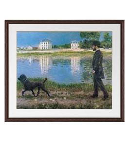 油絵 絵画 直筆仕上げ カイユボット リチャードギャロと彼の犬、プチジェヌヴィリエにて アートフレーム サイズ 額入りL：ブラウン 【油彩 布キャンバス 国内生産】 絵画 販売 風景画 651×541mm 複製画 送料無料 絵画 販売 インテリア 油絵 油彩 壁掛け 複製画 風景画 ゴッホ モネ ルノワール その他 静物画 肖像画 アート プレゼント 開業祝い 退職祝い 新築祝い 玄関 リビングアート 風水 縁起 フレーム 贈り物カイユボット リチャードギャロと彼の犬、プチジェヌヴィリエにて