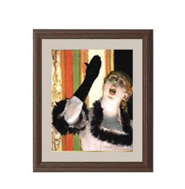 油絵 絵画 直筆仕上げ エドガー・ドガ カフェの歌い手 アートフレーム サイズ 額入りS：ブラウン 【油彩 布キャンバス 国内生産】 絵画 販売 人物画 321×271mm 複製画 送料無料 絵画 販売 インテリア 油絵 油彩 壁掛け 複製...