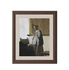 油絵 絵画 直筆仕上げ フェルメール 手紙を読む青衣の女 アートフレーム サイズ 額入りS：ブラウン 【油彩 布キャンバス 国内生産】 絵画 販売 人物画 321×271mm 複製画 送料無料 絵画 販売 インテリア 油絵 油彩 壁掛け 複製画 風景画 ゴッホ モネ ルノワール その他 静物画 肖像画 アート プレゼント 開業祝い 退職祝い 新築祝い 玄関 リビングアート 風水 縁起 フレーム 贈り物フェルメール 手紙を読む青衣の女