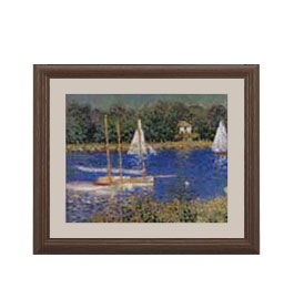 【油絵 直筆仕上げ】クロード・モネ アルジャントゥイユの停泊地2 アートフレーム サイズ 額入りS：ブ..