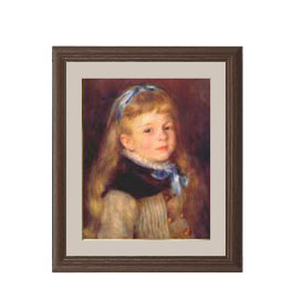 【油絵 直筆仕上げ】ルノワール イボンヌ・グリンペル アートフレーム サイズ 額入りS：ブラウン 【油彩 布キャンバス 国内生産】 絵画 販売 人物画 321×271mm 複製画 送料無料 (ルノアール)