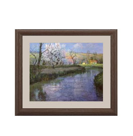 油絵 絵画 直筆仕上げ フリット・タヴロー フレンチリバーの風景 アートフレーム サイズ 額入りS：ブラウン 【油彩 布キャンバス 国内生産】 絵画 販売 風景画 321×271mm 複製画 送料無料 絵画 販売 インテリア 油絵 油彩 壁掛け 複製画 風景画 ゴッホ モネ ルノワール その他 静物画 肖像画 アート プレゼント 開業祝い 退職祝い 新築祝い 玄関 リビングアート 風水 縁起 フレーム 贈り物フリット・タヴロー フレンチリバーの風景