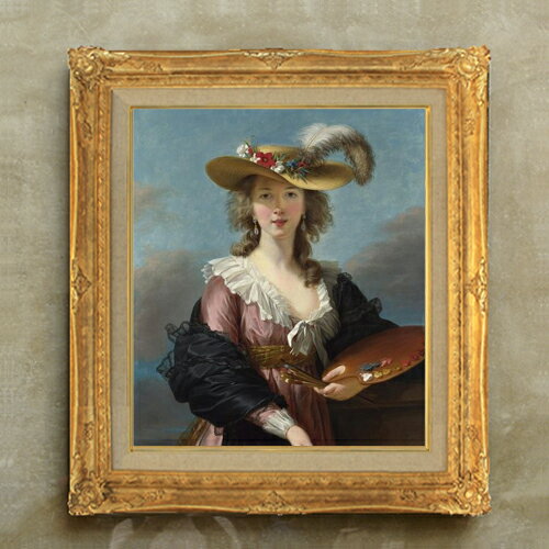 絵自体（キャンバス）の大きさ　530×455mm 【お届け日数】 ご注文日から　8-12日以内　に到着いたします。 ※一部在庫商品は早期出荷可能の場合がございます。 お急ぎに際は別途Eメールにてお問い合わせください。 お問い合わせメールアドレス 　shopmaster@artrest.jp 【留意事項】 ※注文個数によりお届け日が変わることがあります。 ※直筆仕上げ商品のため色彩が若干異なる場合がございますので 予めご了承くださいませ。 絵画 販売 インテリア 油絵 油彩 壁掛け 複製画 風景画 ゴッホ モネ ルノワール その他 静物画 肖像画 アート プレゼント 開業祝い 退職祝い 新築祝い 玄関 リビングアート 風水 縁起 フレーム 贈り物ヴィジェ・ルブラン 自画像