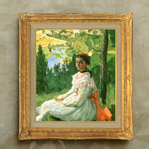 Rakuten - 【油絵 直筆仕上げ】フレデリック・バジール 村の眺め F10 【アップグレード額縁】 絵画 販売 10号 油彩 人物画 664×589mm 複製画 送料無料 プレゼント ギフト 開店祝い 開業祝い 退職祝い 新築祝い リビング アートフレーム 壁掛け