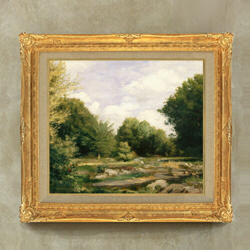 Rakuten - 【油絵 直筆仕上げ】ルノワール A Clearing in the Woods F10 【アップグレード額縁】 絵画 販売 10号 油彩 風景画 664×589mm 複製画 送料無料 プレゼント ギフト 開店祝い 開業祝い 退職祝い 新築祝い リビング アートフレーム 壁掛け