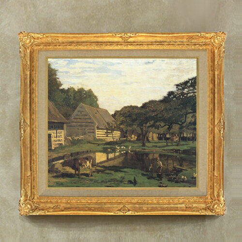 絵自体（キャンバス）の大きさ　530×455mm 【お届け日数】 ご注文日から　8-12日以内　に到着いたします。 ※一部在庫商品は早期出荷可能の場合がございます。 お急ぎに際は別途Eメールにてお問い合わせください。 お問い合わせメールアドレス 　shopmaster@artrest.jp 【留意事項】 ※注文個数によりお届け日が変わることがあります。 ※直筆仕上げ商品のため色彩が若干異なる場合がございますので 予めご了承くださいませ。 絵画 販売 インテリア 油絵 油彩 壁掛け 複製画 風景画 ゴッホ モネ ルノワール その他 静物画 肖像画 アート プレゼント 開業祝い 退職祝い 新築祝い 玄関 リビングアート 風水 縁起 フレーム 贈り物クロード・モネ ノルマンディーの農家の庭