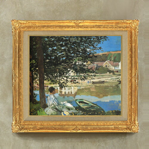 【油絵 直筆仕上げ】クロード・モネ 水辺にて、ベンヌクール F10 【額入り】 絵画 販売 10号 油彩 風景..