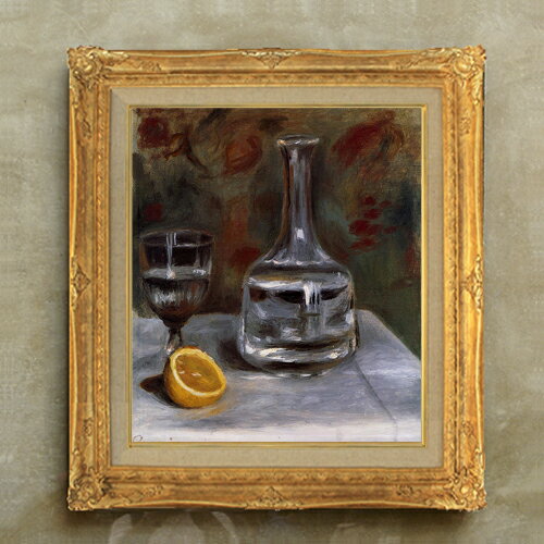 【油絵 直筆仕上げ】ルノワール Still Life with Carafe F10 【額入り】 絵画 販売 10号 油彩 静物画 671×597mm 複製画 送料無料 プレゼント ギフト 開店祝い 開業祝い 退職祝い 新築祝い リビング 玄関 モダン アートフレーム 壁掛け