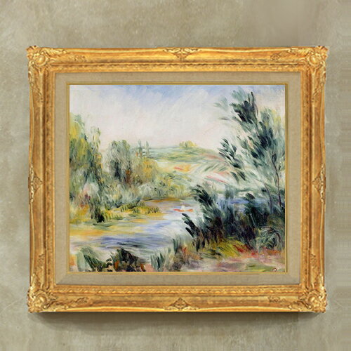 【油絵 直筆仕上げ】ルノワール 川岸にて、ボートを漕ぐ F10 【額入り】 絵画 販売 10号 油彩 風景画 671×597mm 複製画 送料無料 プレゼント ギフト 開店祝い 開業祝い 退職祝い 新築祝い リビング 玄関 モダン アートフレーム 壁掛け