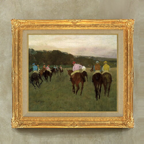 【油絵 直筆仕上げ】ドガ ロンシャンの競馬 F10 【額入り】 絵画 販売 10号 油彩 風景画 671×597mm 複..
