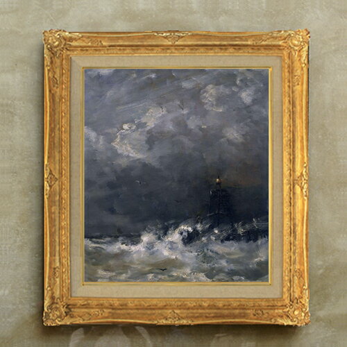 【油絵 直筆仕上げ】メスダフ Lighthouse in Breaking Waves F10 【額入り】 絵画 販売 10号 油彩 抽象画 671×597mm 複製画 送料無料 ..