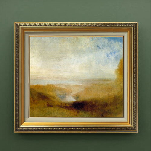 【油絵 直筆仕上げ】ターナー 遠くの川と入り江の風景 F10 【額入り】 絵画 販売 10号 油彩 風景画 673×599mm 複製画 送料無料 プレゼント ギフト 開店祝い 開業祝い 退職祝い 新築祝い リビング 玄関 モダン アートフレーム 壁掛け