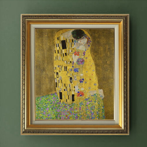 【油絵 直筆仕上げ】クリムト 接吻 F10 【額入り】 絵画 販売 10号 油彩 抽象画 673×599mm 複製画 送料無料 プレゼント ギフト 開店祝い 開業祝い 退職祝い 新築祝い リビング 玄関 モダン アートフレーム 壁掛け